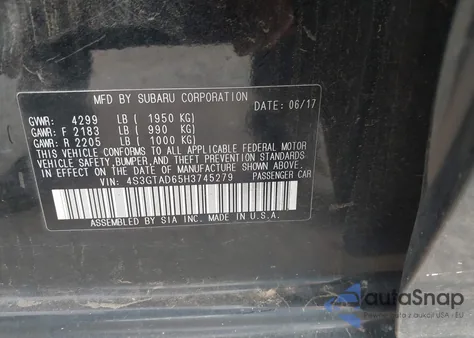 2017 Subaru Impreza 2.0I Premium from USA, damaged, VIN 4S3GTAD65H3745279